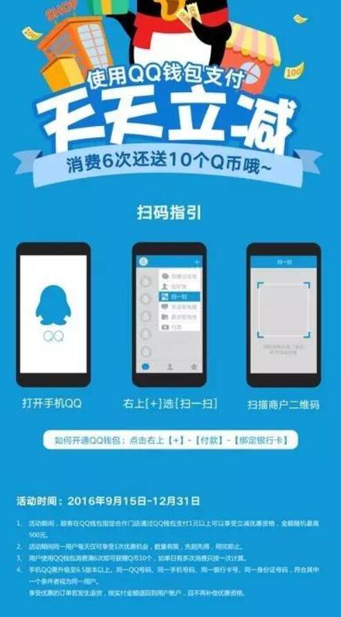 QQ钱包收钱吧合作支付满6次，送10个Q币 免费Q币 优惠福利  第3张