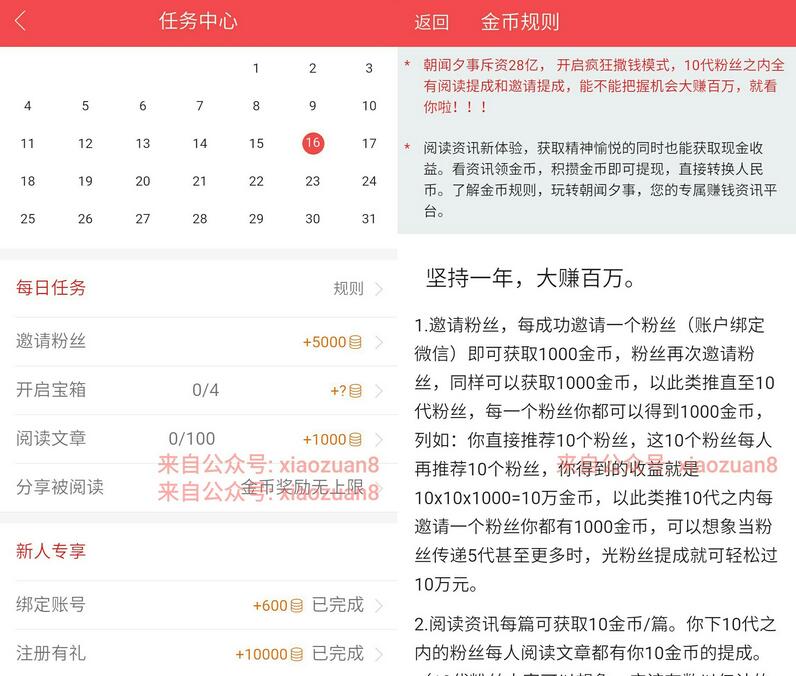 朝闻夕事app注册送1元10级邀请赚钱10元起提现微信 微信红包 活动线报  第3张