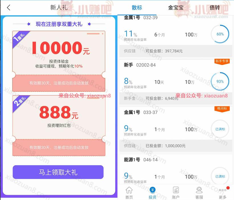 金联储新手专享1万体验金投资100元10天收益17元 投资羊毛 理财羊毛  第3张
