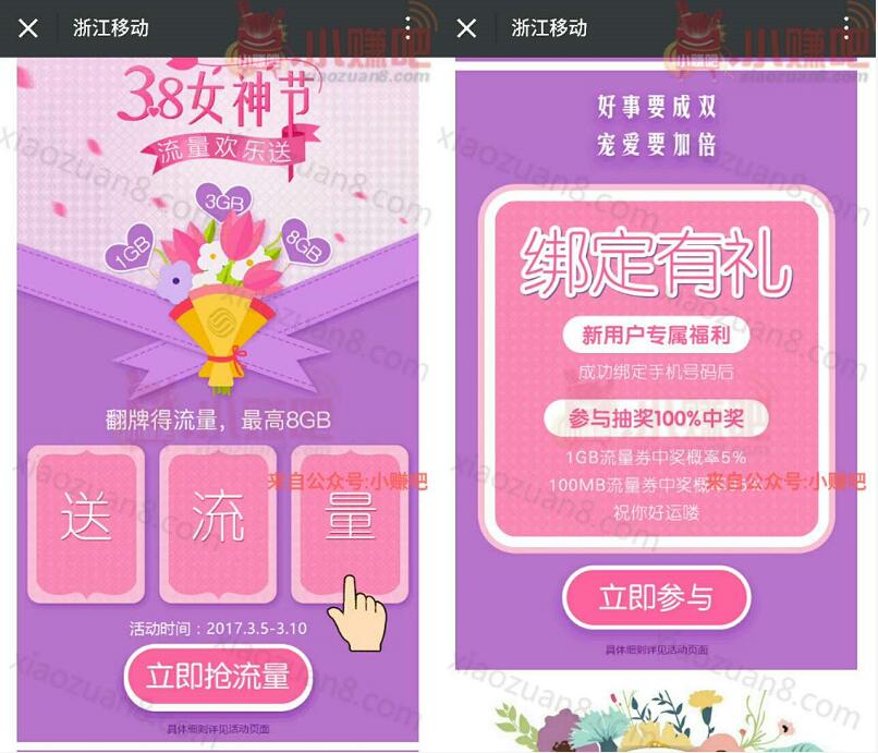 浙江移动38女神节流量欢乐100%送1 8G移动流量 免费流量 活动线报  第3张