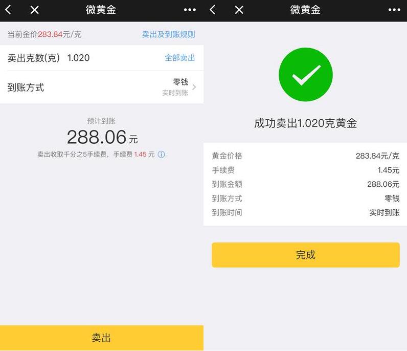 腾讯微黄金送20mg黄金卖出秒赚4.22元现金 投资羊毛 理财羊毛  第5张