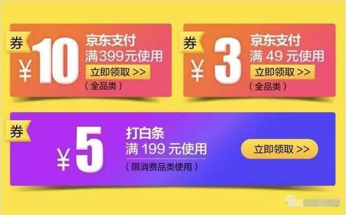 京东支付送3 10元支付全品类券+5元白条券 京东 优惠福利  第3张