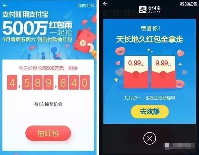 支付宝500万元红包雨周五周六抽奖送随机支付宝红包 支付宝红包 活动线报  第3张
