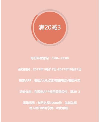 Apple Pay用户美团闪付消费满20立减3元 优惠卡券 外卖优惠券 优惠福利  第3张