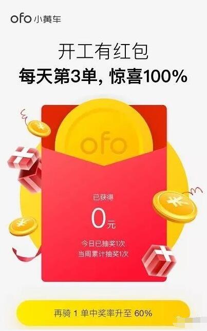 ofo小黄车开工友红包第3单100%领随机支付宝红包 微信红包 活动线报  第3张