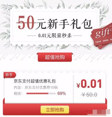 1分钱可领50元京东支付礼包，限部分用户可参与 优惠卡券 优惠福利  第3张