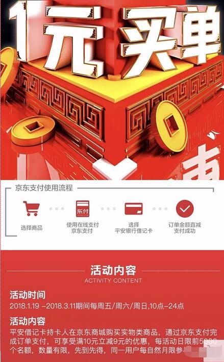 平安银行京东支付1元买单满10立减9元优惠 优惠卡券 优惠福利  第3张