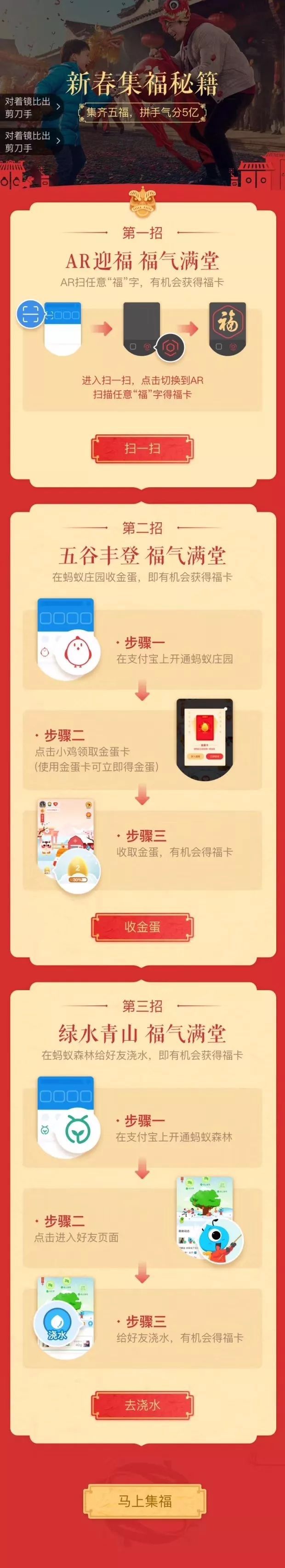 2018支付宝在一起过福年集齐五福卡瓜分5亿送1.08 666元 支付宝红包 活动线报  第4张