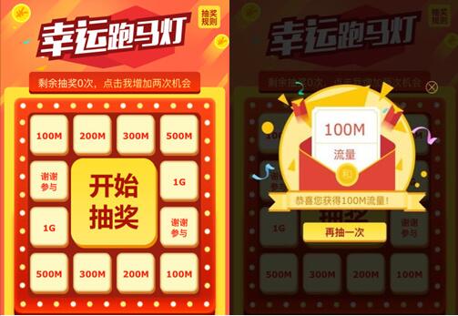 中国移动幸运跑马灯抽奖送最高1G移动流量 免费流量 活动线报  第3张