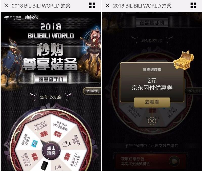 京东携手bilibili world 抽奖送1 100元京东支付立减券 京东 优惠福利  第3张