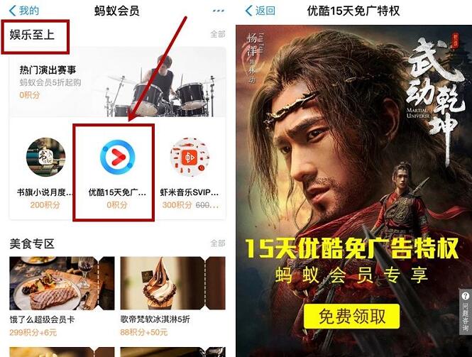 蚂蚁会员专享15天优酷免广告特权优酷白银会员 免费会员VIP 活动线报  第2张