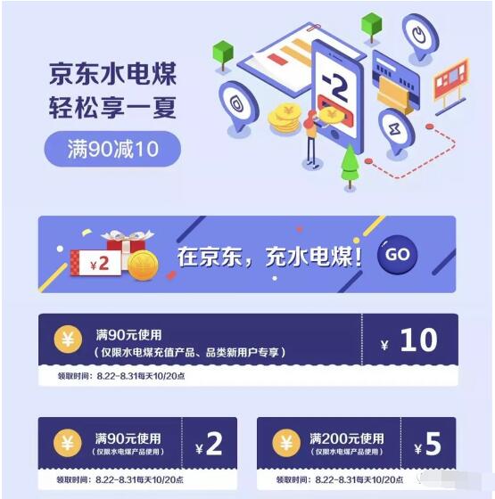京东水电煤轻松享一夏领2 10元立减券 优惠卡券 优惠福利  第3张