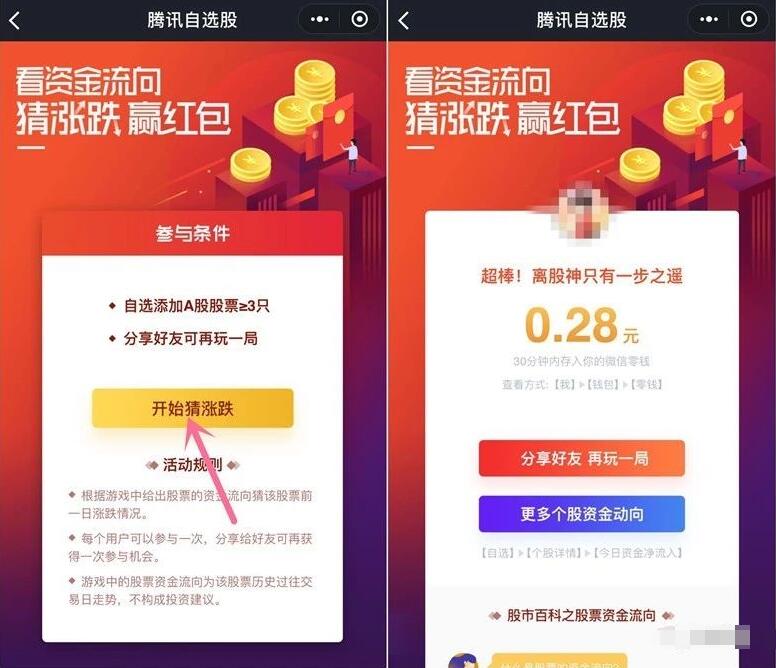 腾讯自选股小程序猜涨跌赢红包抽随机微信红包 微信红包 活动线报  第2张
