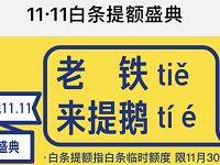 京东11.11白条提额盛典，京东白条免费提额 京东 活动线报  第1张
