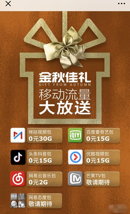 中国移动金秋佳礼每月可领77G百度爱奇艺等流量包 免费流量 活动线报  第3张