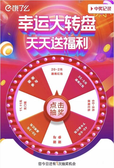 饿了么幸运大转盘天天送福利抽11.11元外卖红包 外卖优惠券 优惠福利  第3张
