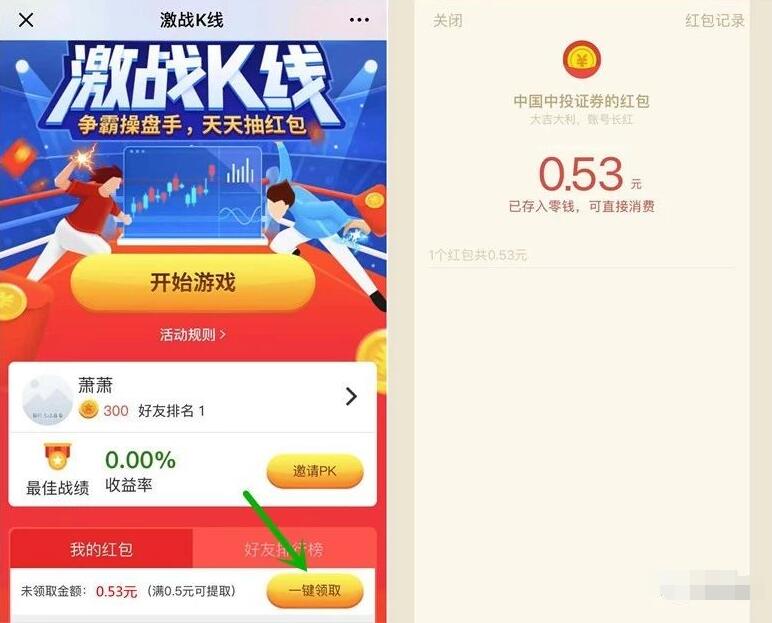 中国中投证券激战K线小游戏抽奖亲测0.53元微信红包 微信红包 活动线报  第3张
