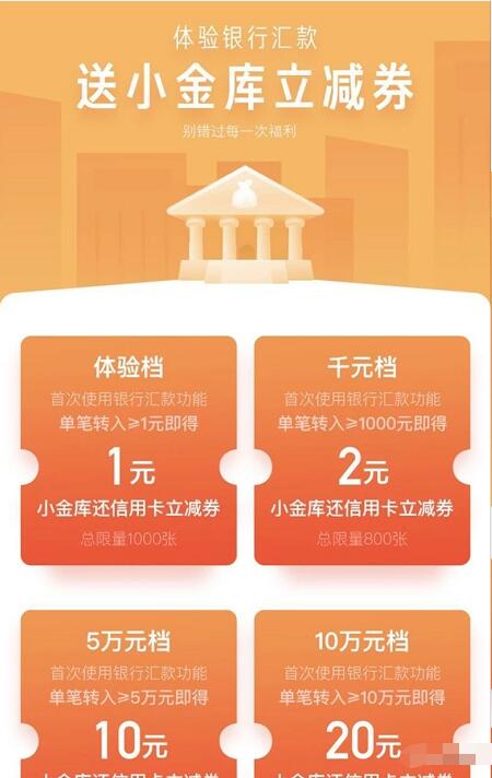 京东金融体验银行汇款送1 200元信用卡还款券 优惠卡券 优惠福利  第3张