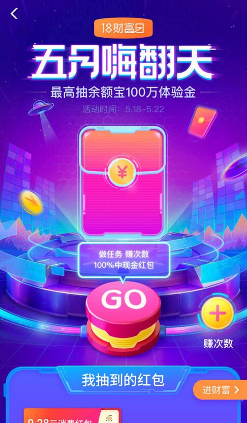 支付宝18财富日五月嗨翻天抽最高100万余额宝体验金 支付宝红包 活动线报  第2张
