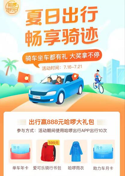 哈啰单车夏日出行畅享骑迹送随机哈啰单车券 出行优惠券 优惠福利  第3张