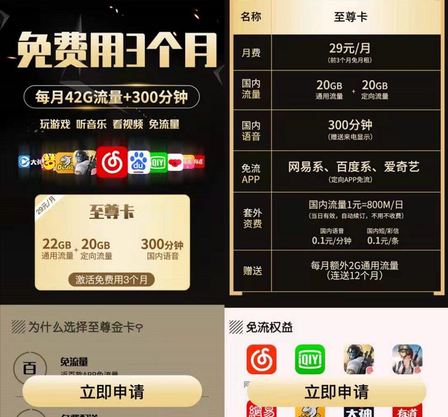 电信至尊卡申请29元月租，每月42G流量+300分钟通话 免费流量 免费话费 活动线报  第3张