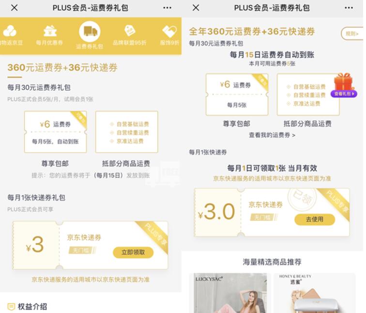 京东PLUS会员新增权益每月领1张3元京东快递券 快递优惠券 优惠福利  第3张