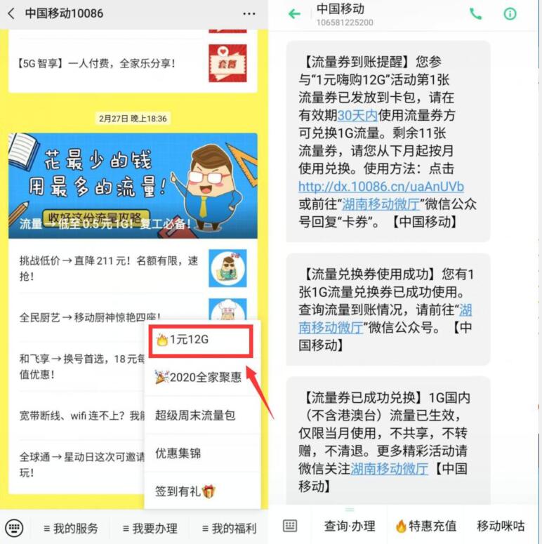 中国移动1元购买12G移动流量券，限制部分用户 免费流量 活动线报  第2张