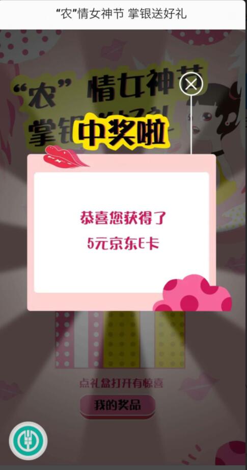 “农”情女神节掌银送好礼抽奖送5元京东e卡奖励 京东e卡 京东 活动线报  第2张