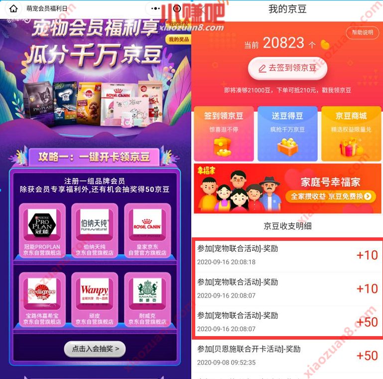 京东宠物会员福利，入会+关注送70京豆奖励 京东京豆 京东 活动线报  第3张