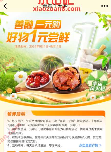 1元撸水果零食实物，建行善融1元购 建设银行活动 免费领实物 实物 活动线报  第2张