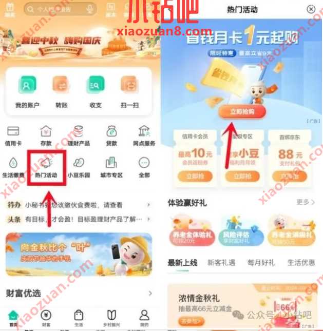 微信立减金10元，农业银行省钱月卡1元购 农业银行活动 微信立减金 立减金 活动线报  第2张