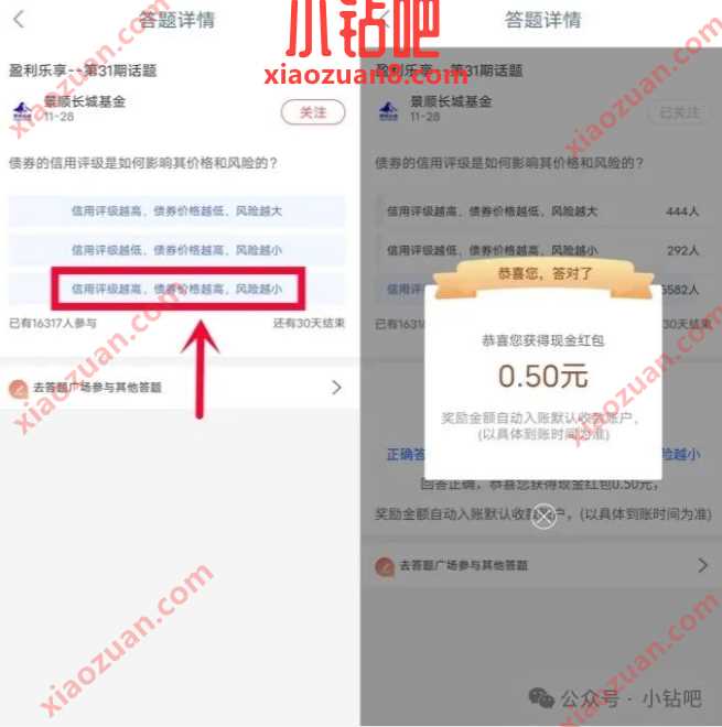现金红包0.5元，工行盈利乐享答题赢红包（31期） 工商银行 现金红包 红包 活动线报  第2张