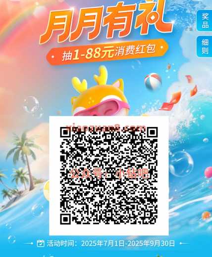 交行月月有礼，抽88元交行贴金券（8月）