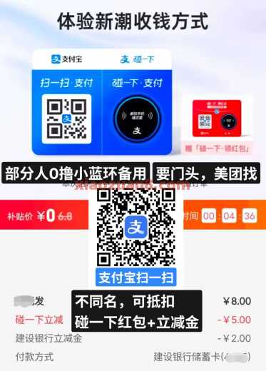 交行碰一下优惠，领4元支付宝红包（8月） 支付宝红包 支付宝 交通银行 活动线报  第2张