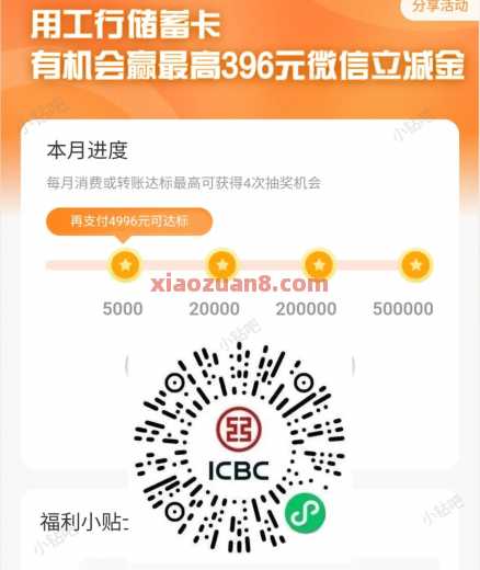 工享月月花，微信立减金396元