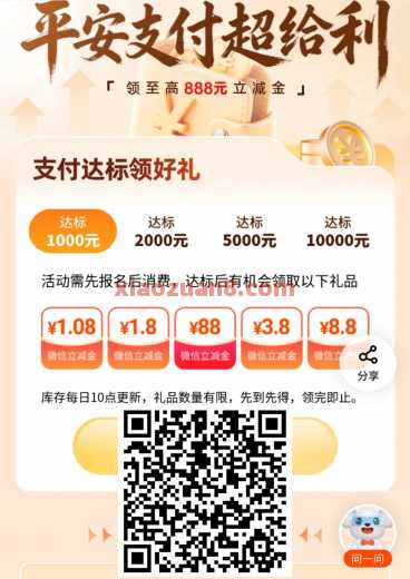 888元立减金，平安银行支付超给利