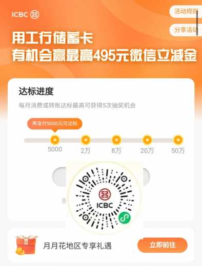 495元立减金，工行工享月月花攻略